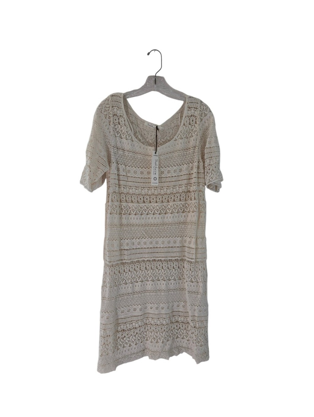 Women’s Crochet Swim Cover-Up Dress in Cream Sze L